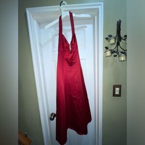Davids Bridal Red Halter Midi Dress